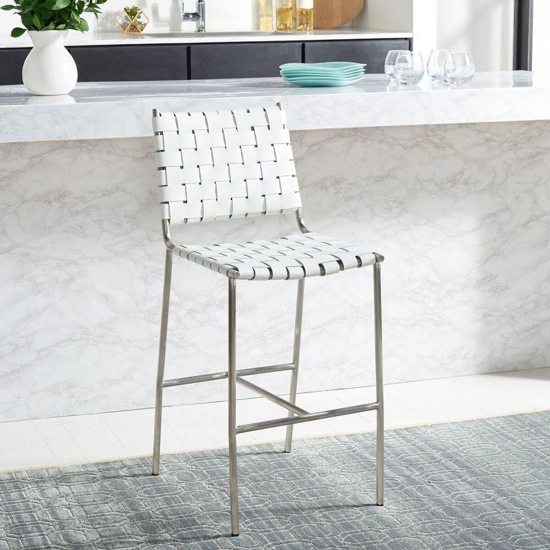 Olenna Woven Counter Stool - BST3011 - White/Silver - Safavieh