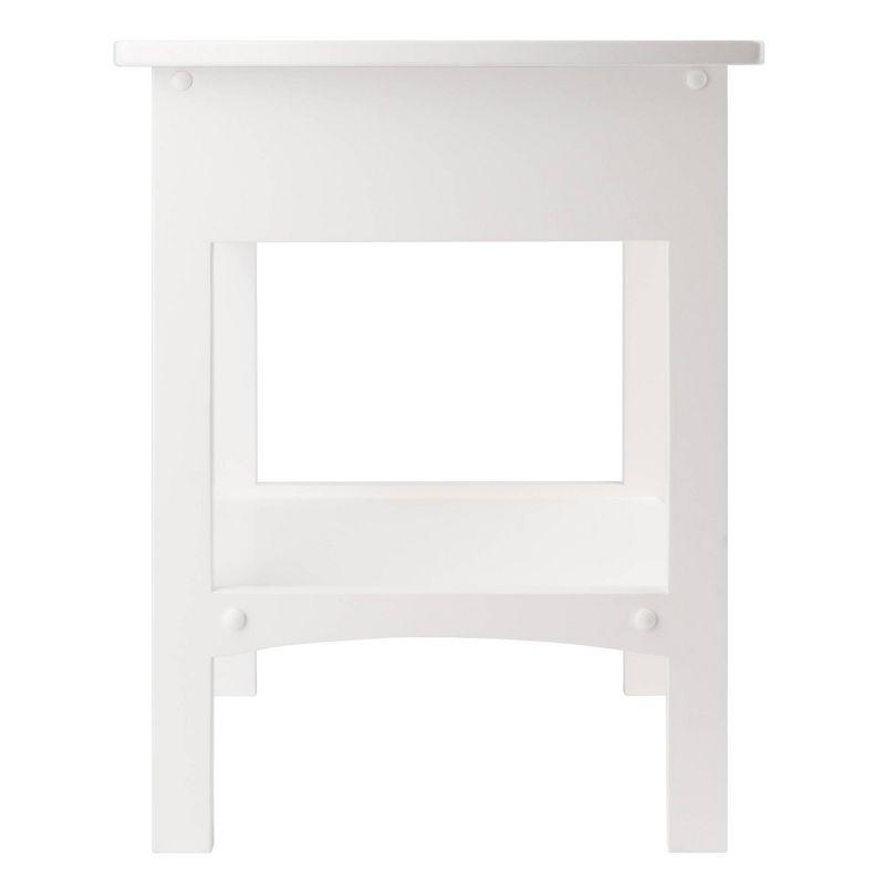 Claire Accent Table White - Winsome: Wood Composite Nightstand with Drawer & Shelf, Spot Clean