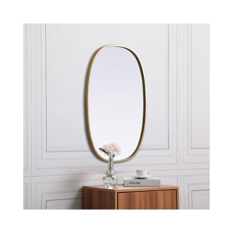 Elegant Lighting Metal Frame Oval Mirror 20x30 Inch in Brass