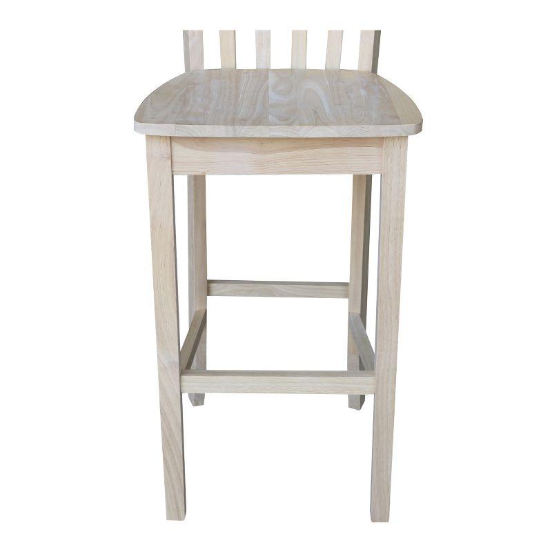 Solid Parawood Slatback Barstool 46" Unfinished Traditional Design