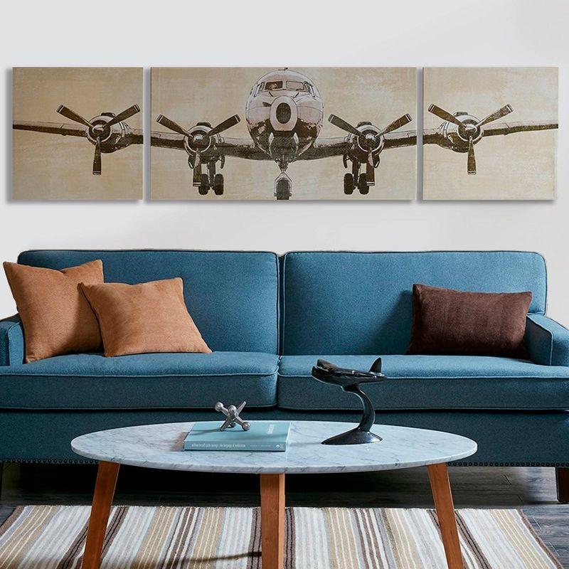 (Set of 3) 20" Height Flight Time Soaring display Gel Coat Canvas Gray: Modern Unframed Wall Art, Digital Sports Transport