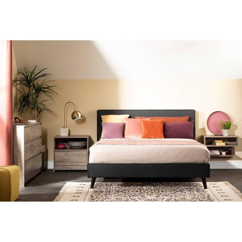 Queen Sazena Upholstered Complete Bed Charcoal Gray - South Shore