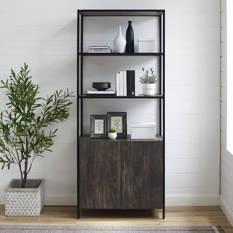 80.5" Jacobsen Large Etagere Brown Ash - Crosley: Industrial Style, 5-Shelf Storage, Steel Frame