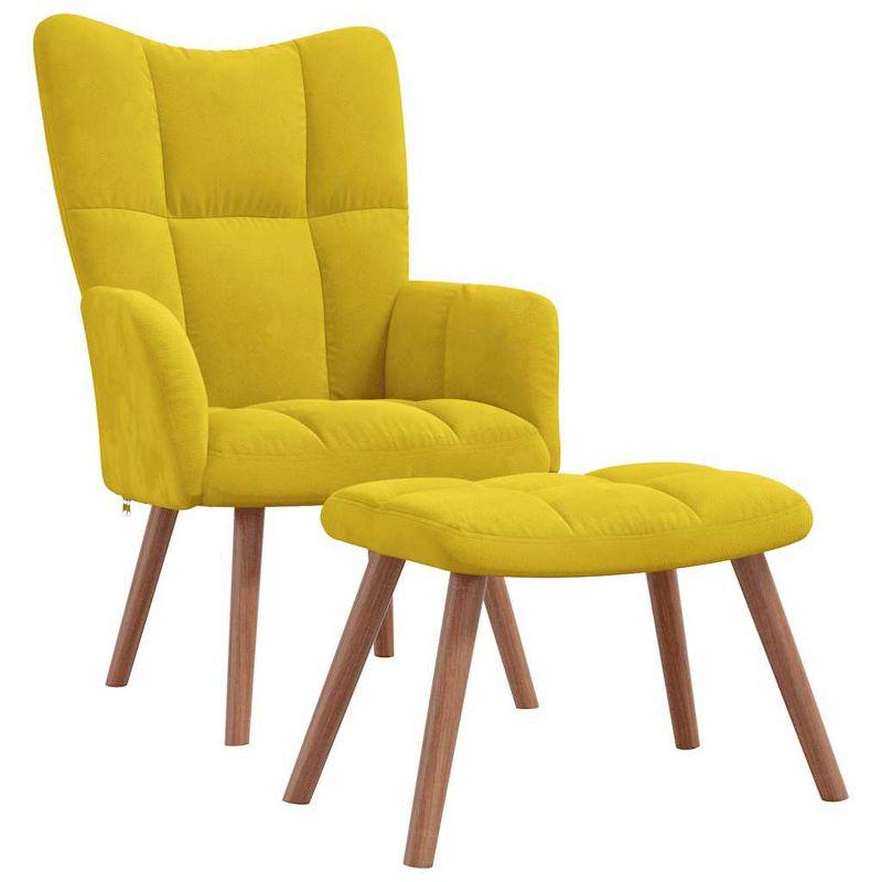 vidaXL Relaxing Chair with a Stool Mustard Yellow Velvet