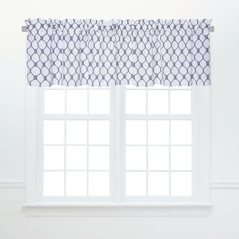 Nautical Navy and White Cotton Rod Pocket Valance