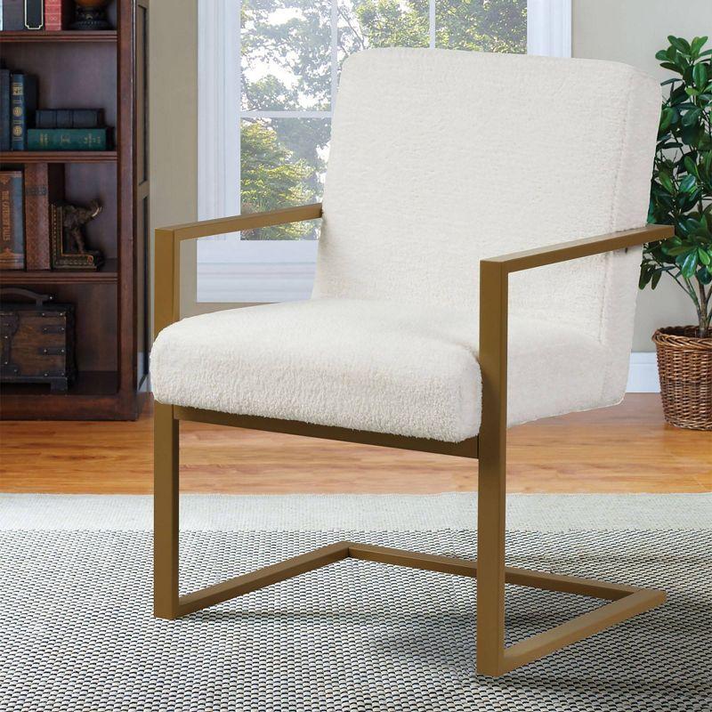 Modern Glam 27" Cream Fabric Accent Chair with Gold Metal Legs