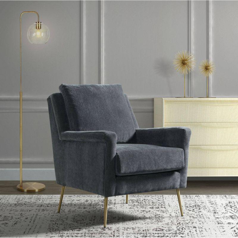 Lincoln Chair Dark Gray - Picket House Furnishings: Mid-Century, Gold Legs, Oversized Seating