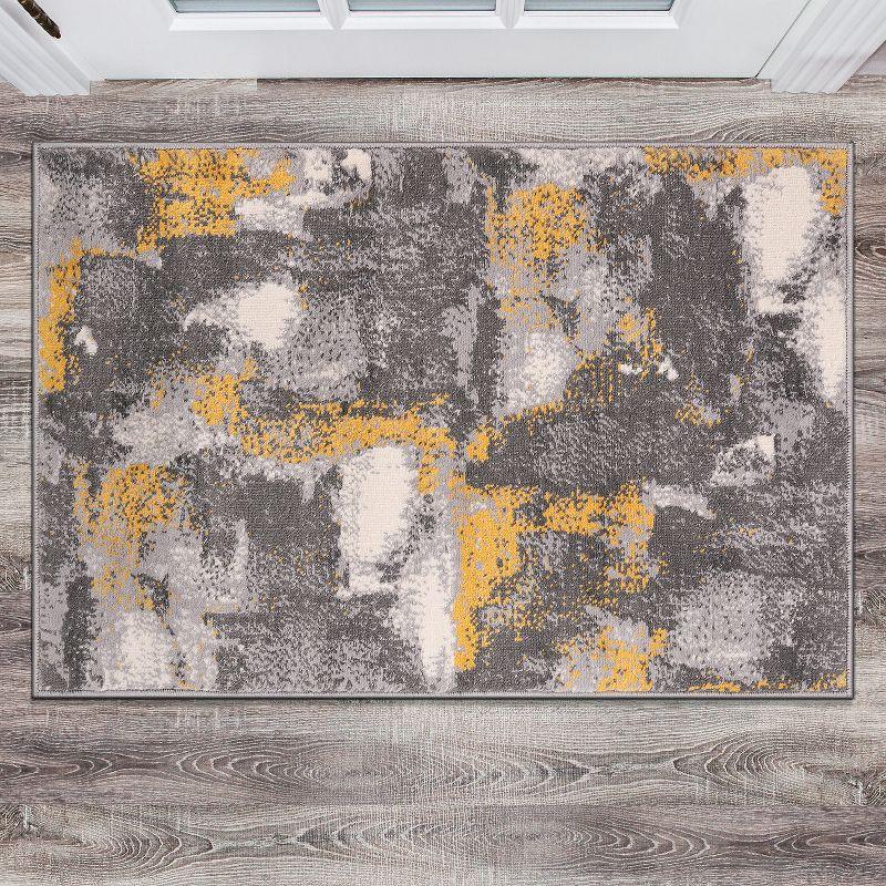 World Rug Gallery Brighton Modern Abstract Area Rug - Yellow 2'x3'