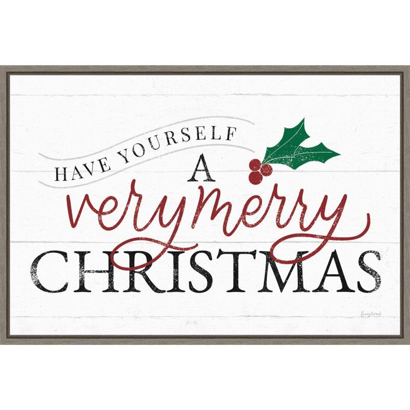 Vintage Christmas Lettering Framed Canvas Wall Art 33 x 23-in