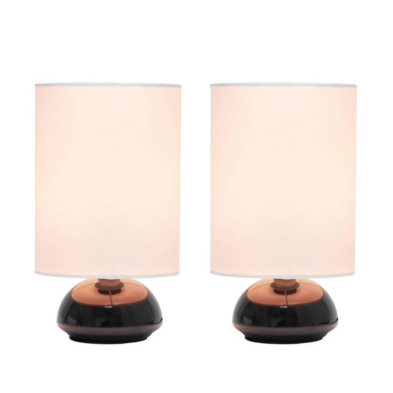 Simple Designs Set of 2 Gemini Mini Touch Table Lamps with Fabric Shades Black