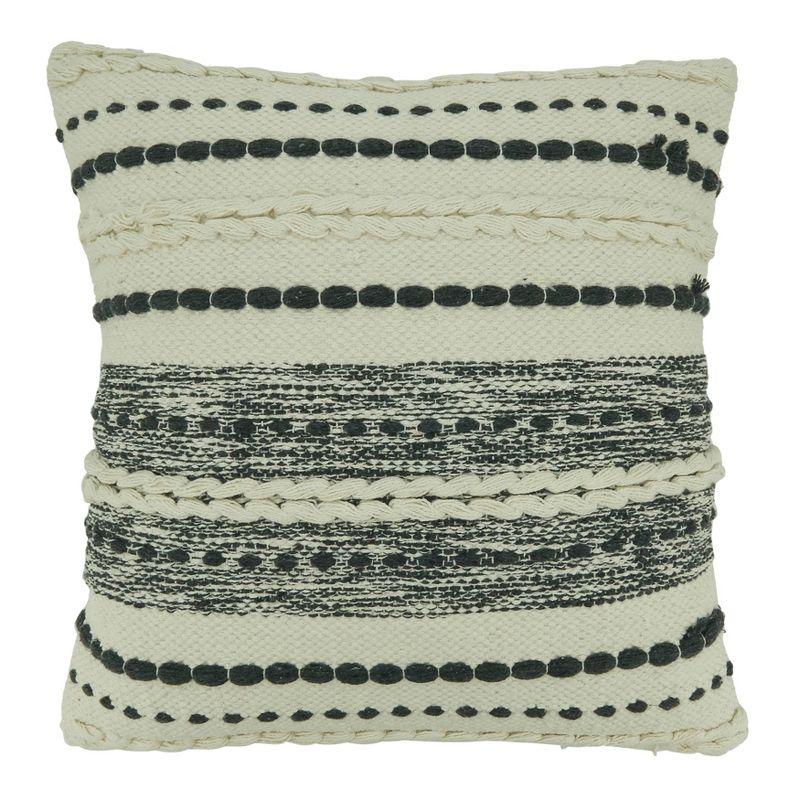 Black and White Woven Cotton Euro Throw Pillow