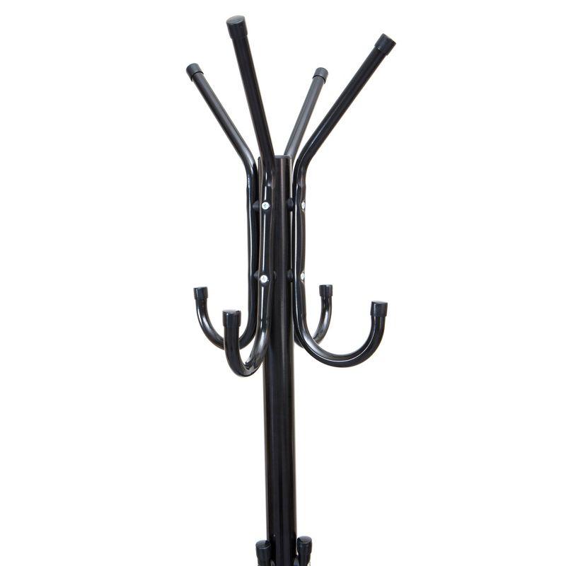 Black Metal 11-Hook Freestanding Coat Rack