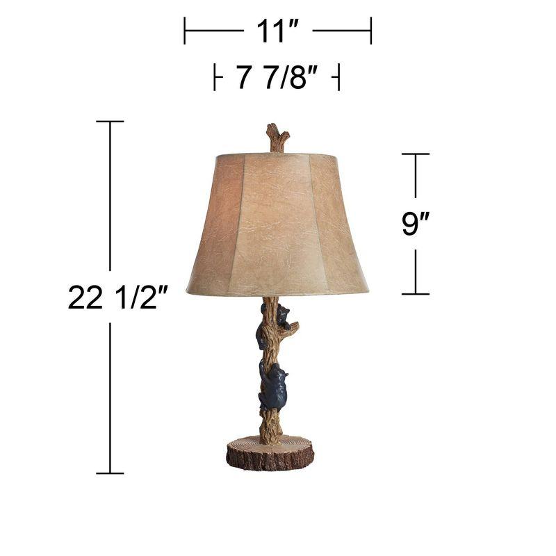 John Timberland Climbing Bears 22 1/2" High Small Rustic Style Accent Table Lamps Set of 2 USB Port Brown Black Wood Finish Living Room Charging