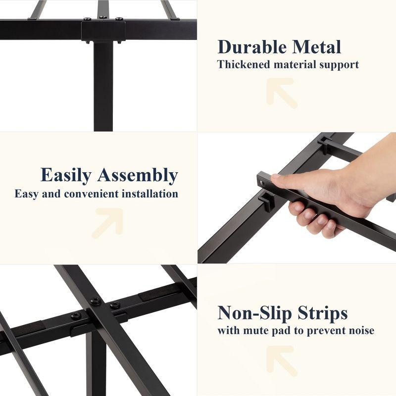 Allewie King Size Metal Platform Bed Frame with Victorian Style Wrought Iron-Art Headboard/Footboard, No Box Spring Required, Black