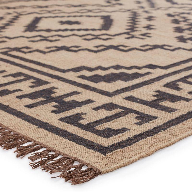 4'x6' Jaima Handmade Geometric Area Rug Beige/Black - Jaipur Living: Jute Dhurrie for Living Room, Vintage Style