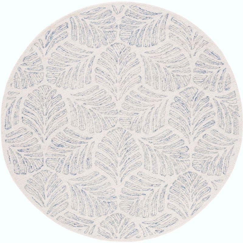 Ivory & Blue Hand-Tufted Wool 6' Round Area Rug