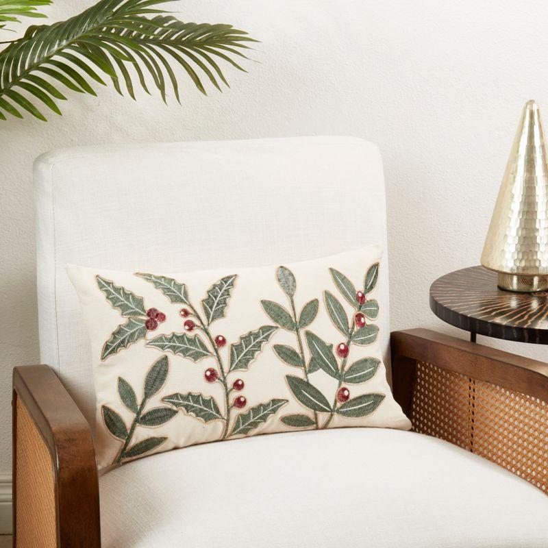 Saro Holly Berry Burst Throw Pillow Cover