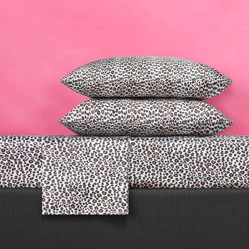 Leopard Print Satin Sheet Set Charcoal - Betseyville