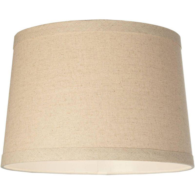 Springcrest Burlap Medium Drum Lamp Shade 14" Top x 16" Bottom x 11" High (Spider) Replacement with Harp and Finial