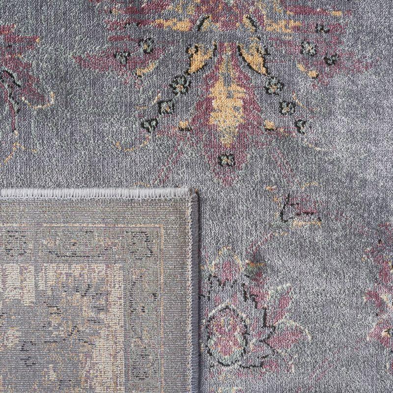 Hand-Knotted Grey and Multicolor Viscose 5' x 7' Transitional Area Rug