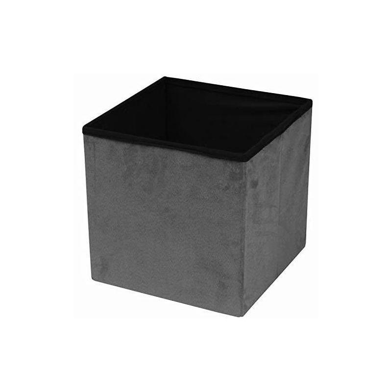 Sleek Gray Faux Suede Foldable Storage Ottoman with Tufted Lid