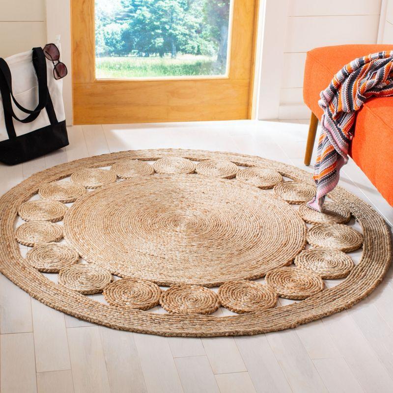 Hand-Knotted Soft Jute 8' Round Area Rug with Non-Slip Backing