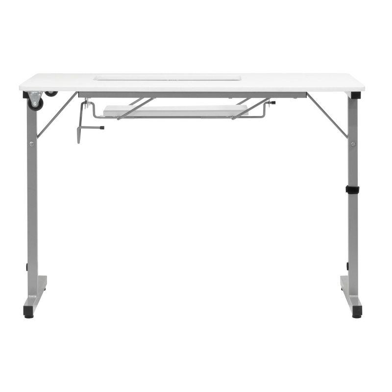 studio designs Rollaway Ii Sewing Table Silver/White: Laminate Top Craft Station, Steel Frame, Foldable Design