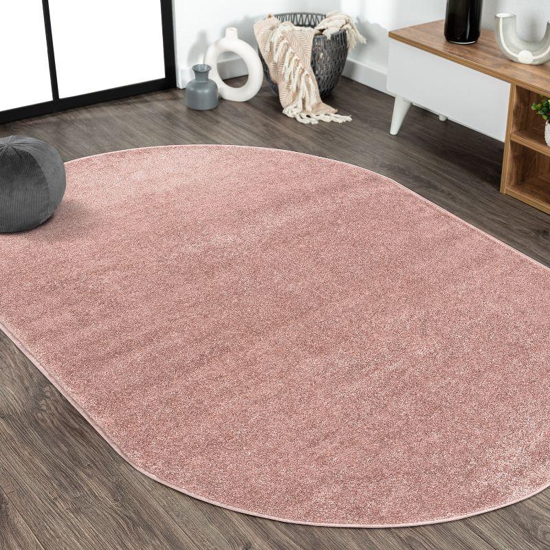 3'x5'Oval  Haze Solid Low-Pile, Pink - JONATHAN Y