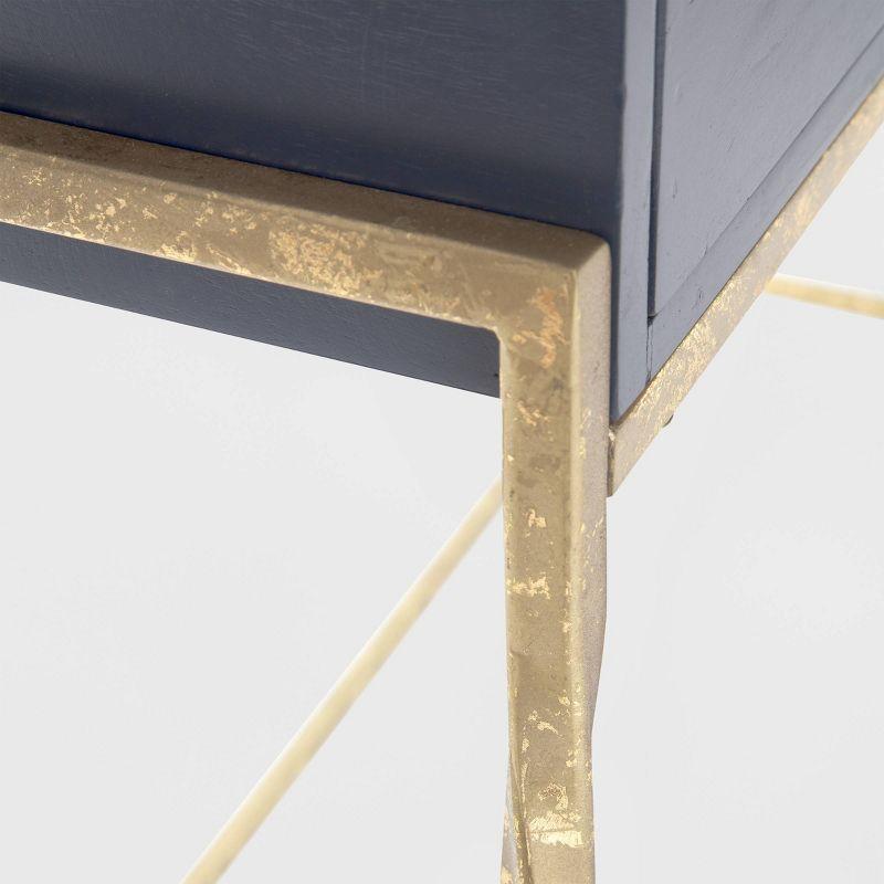 Jolie Modern Living Room Console Table Navy Blue/Gold - Adore Decor: Chic 2-Drawer Design, Glossy Finish, Metal Frame