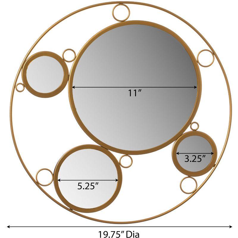 Mercer41 Hildebert Decorative 19.75-inch Round Frame Gold Modern Accent Mirror with 4 Glass Mirror Balls