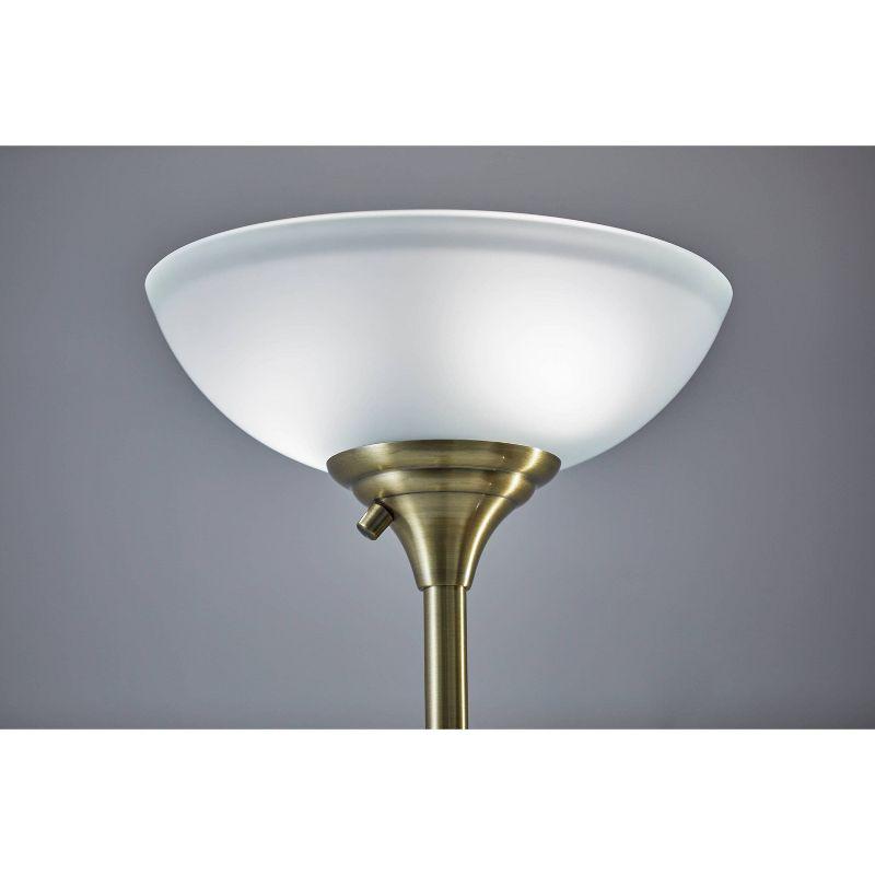 71" Bergen Collection Torchiere Black - Adesso: ETL Listed, Metal Body, Glass Shade, No Bulb Included