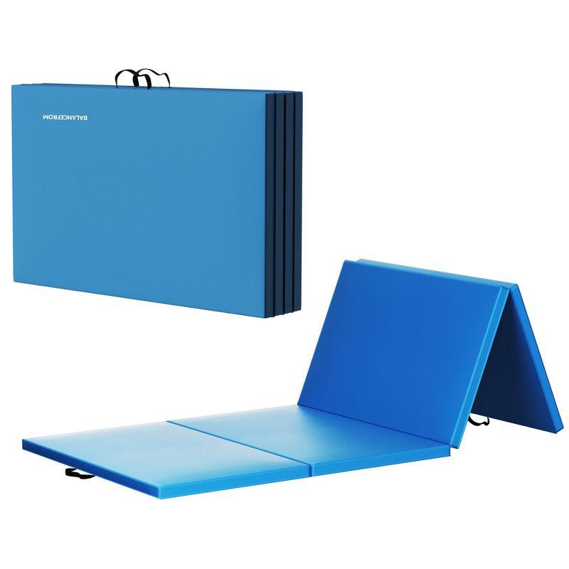 BalanceFrom All Purpose 4'x8'x2" Extra Thick High Density Anti Tear Fitness Yoga Gymnastics Gym Folding Exercise Aerobics Mat, Blue