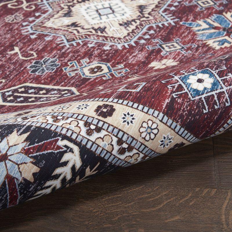 Nourison Fulton Vintage Medallion Non-Slip Flatwoven Indoor Rug Red 2'3" x 7'6"