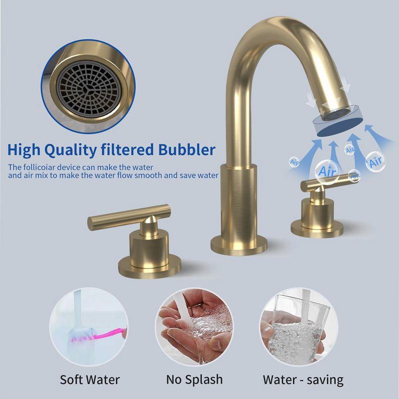 Brushed Gold Stainless Steel 8" Widespread Bathroom Faucet