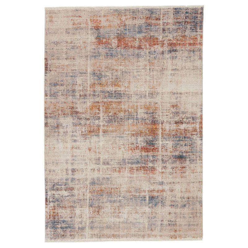 Aerin 8' x 10' Blue and Orange Abstract Synthetic Area Rug