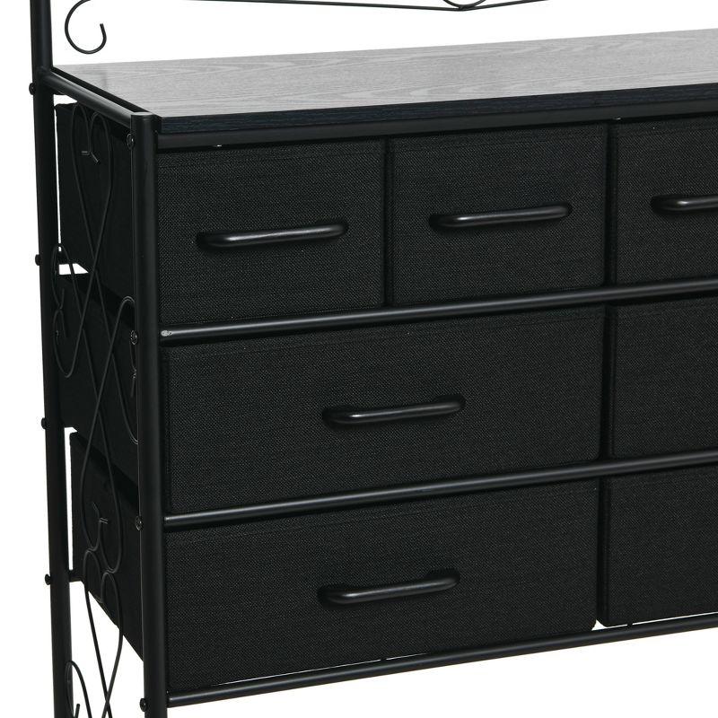 Household Essentials Victorian Style 8-Drawer and Bottom Shoe Shelf Dresser Unit, Black