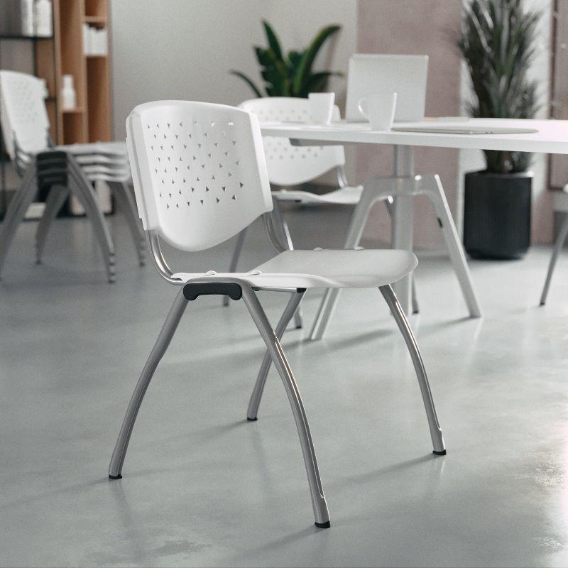 Flash Furniture Memphis 880 lb. Capacity Plastic Stack Chair with Powder Coated Frame