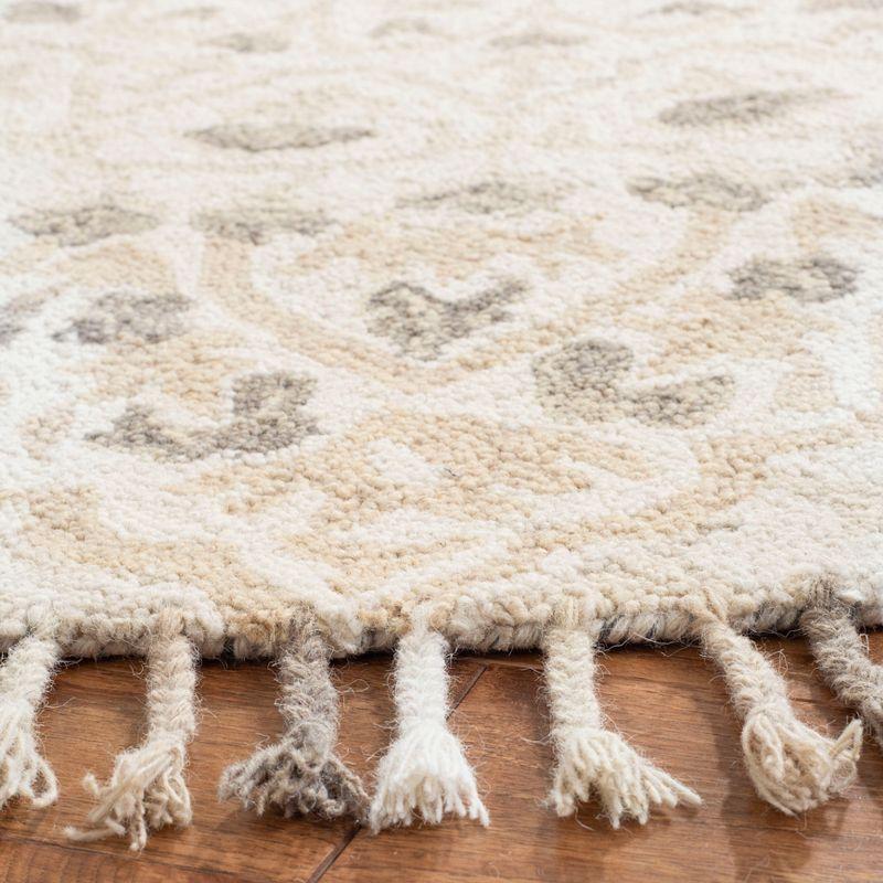 Blossom BLM459 Hand Tufted Indoor Area Rug - Ivory/Taupe - 6' Round - Safavieh