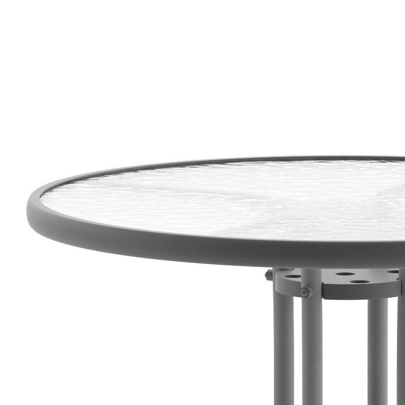 Flash Furniture Bellamy 31.5'' Silver Round Tempered Glass Metal Table