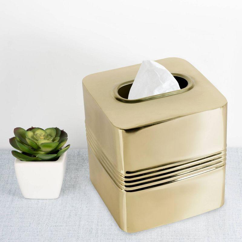Jewel Bath Boutique Tissue Box Cover - Nu Steel