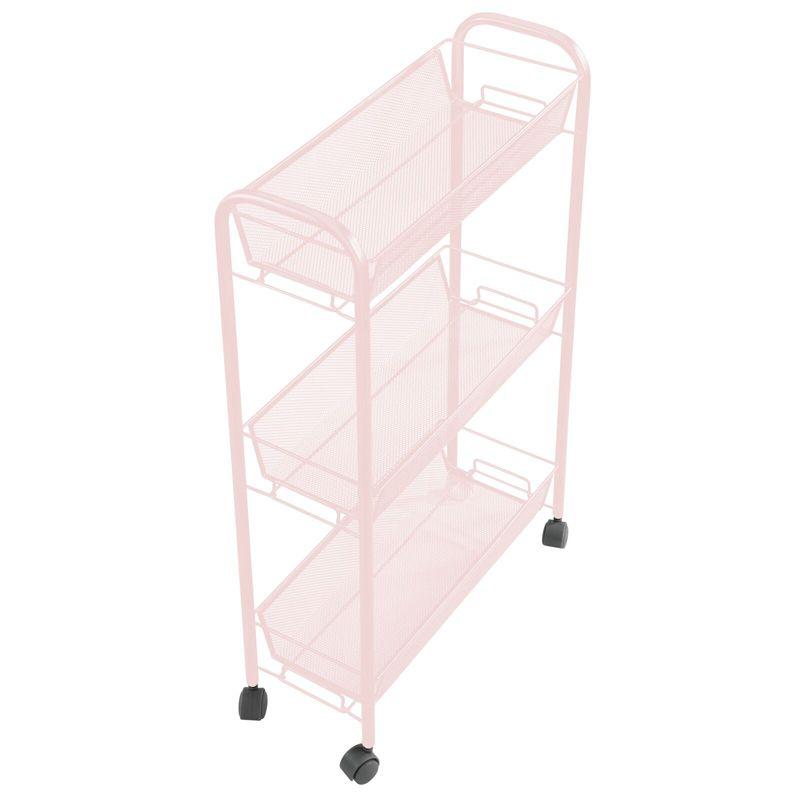 mDesign Steel Slim Rolling Utility Cart Storage Organizer with Shelves