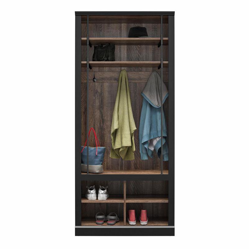 Hoffman Black and Walnut Hall Tree with Storage Cubbies