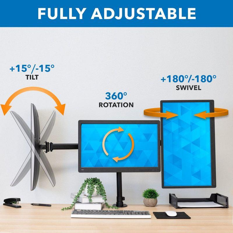 Mount-It! Full Motion Triple Monitor Mount 3 Screen Desk Stand for LCD Computer Monitors for 19 - 27 Inch Monitors, 54 Lbs. Weight Capacity, Black