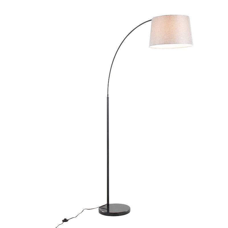 LumiSource March Contemporary Floor Lamp: Marble Base, Linen Drum Shade, UL Listed, 60W