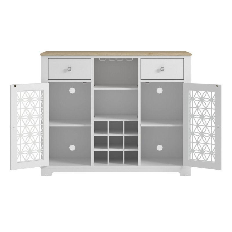 47" Wine Cabinet with Glass Doors Feature and Silk-Screened Pattern Design Cool Gray - Festivo
