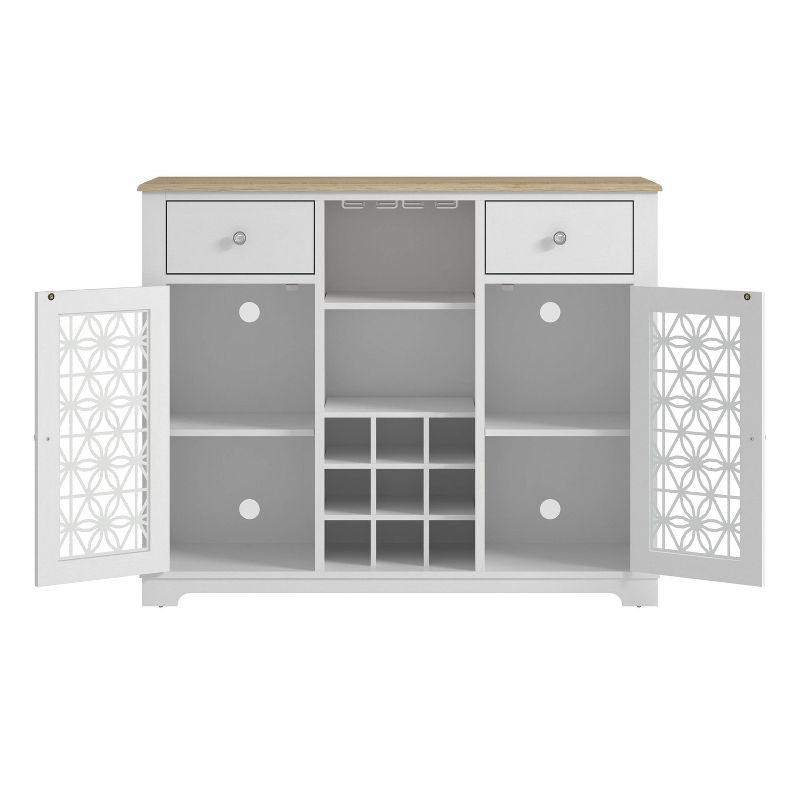 47" Wine Cabinet with Glass Doors Feature and Silk-Screened Pattern Design - Festivo