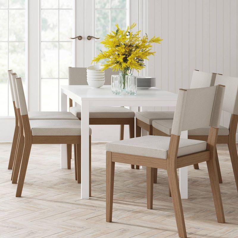 Linus Light Brown Upholstered Dining Chair with Wood Legs