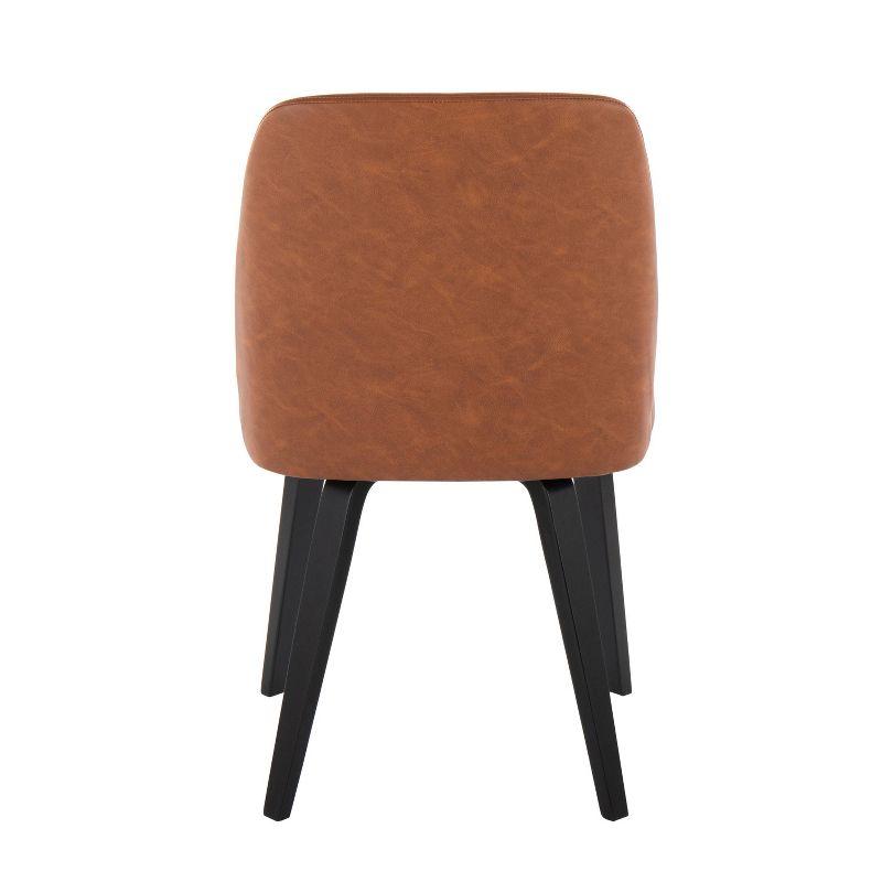 Set of 2 Toriano Dining Chairs Black/Camel - LumiSource: Mid-Century Modern, Faux Leather, Wood Legs