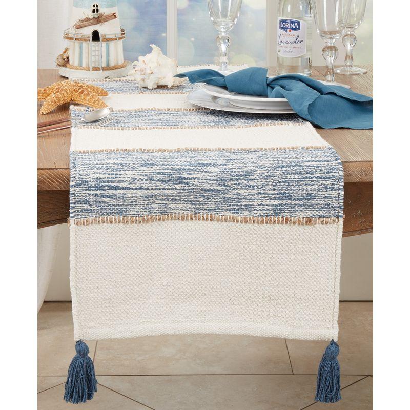 Saro Lifestyle Striped Table Runner with Playful Tassels