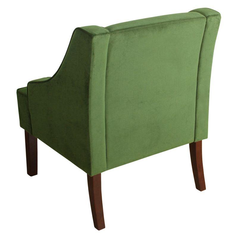 Forest Green Velvet Swoop Arm Accent Chair with Wood Legs